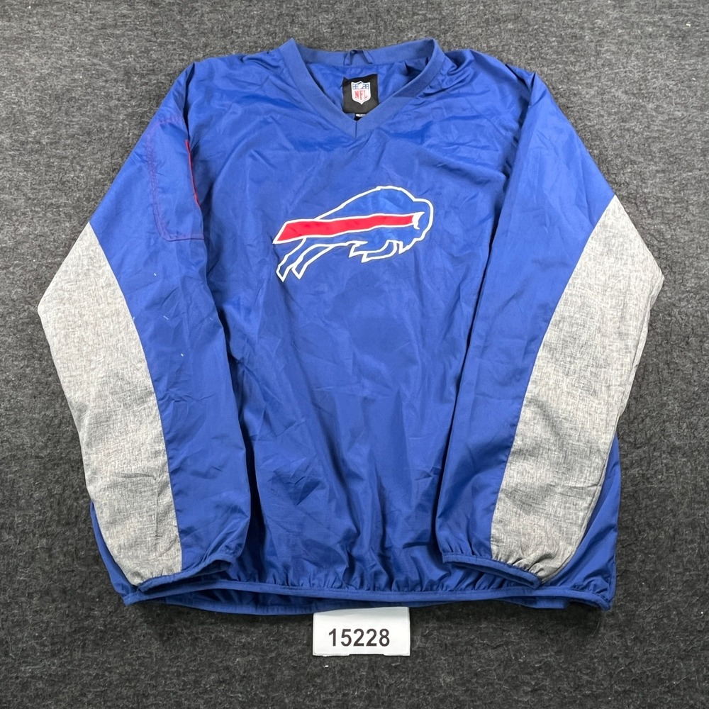 NFL Buffalo Bills Windbreaker Mens XXL Blue Excellent V-Neck Pullover Logo